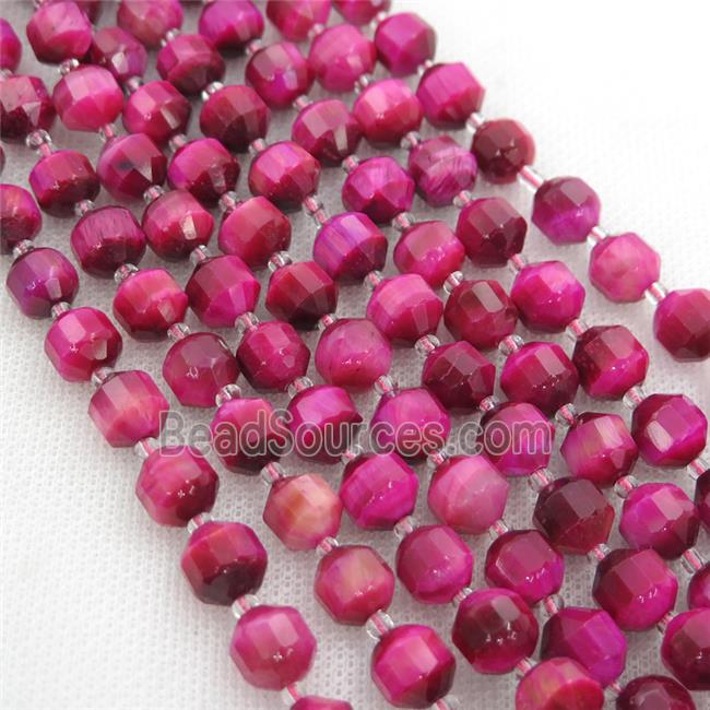 hotpink Tiger eye stone bullet beads