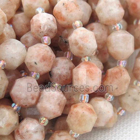 gold spot SunStone bullet beads