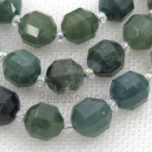 green Moss Agate bullet beads