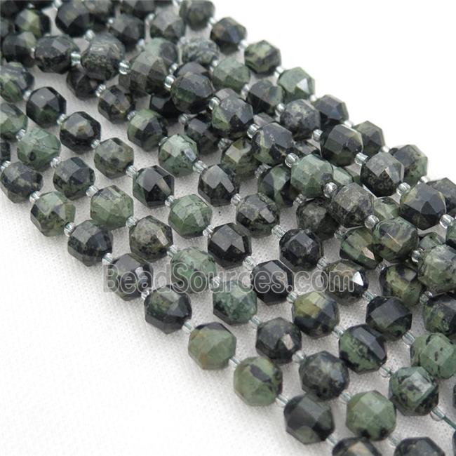 green Kambaba Jasper bullet beads