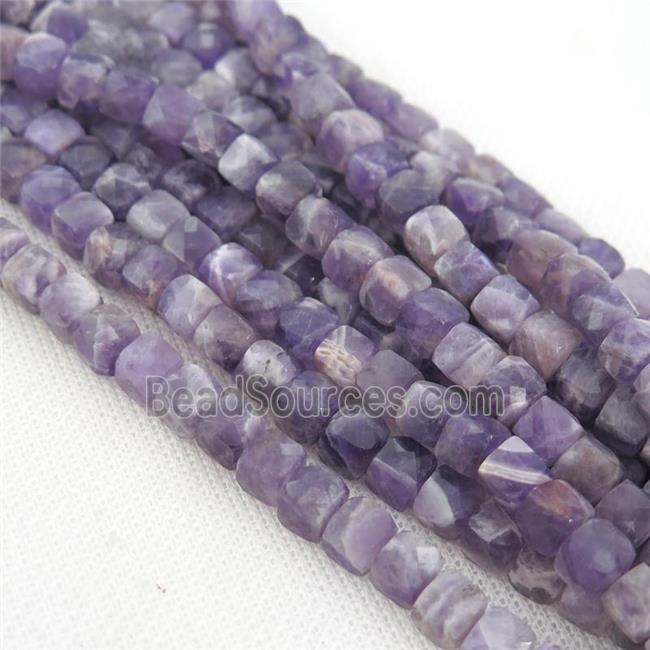 dogteeth Amethyst Beads, faceted cube