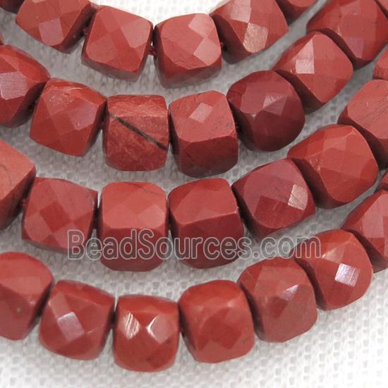 red Jasper Beads, faceted cube