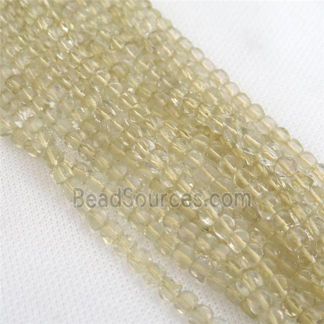 Lemon Quartz Beads, faceted cube