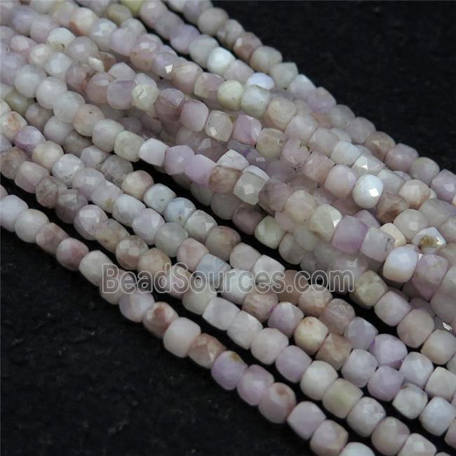 Kunzite Beads, faceted cube