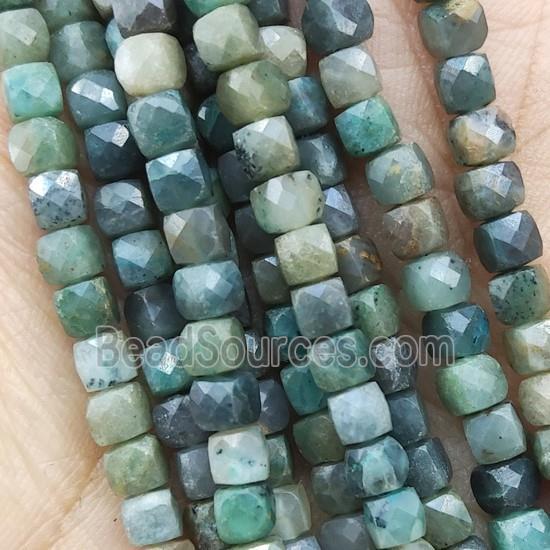 Chinese Chrysocolla Beads, faceted cube