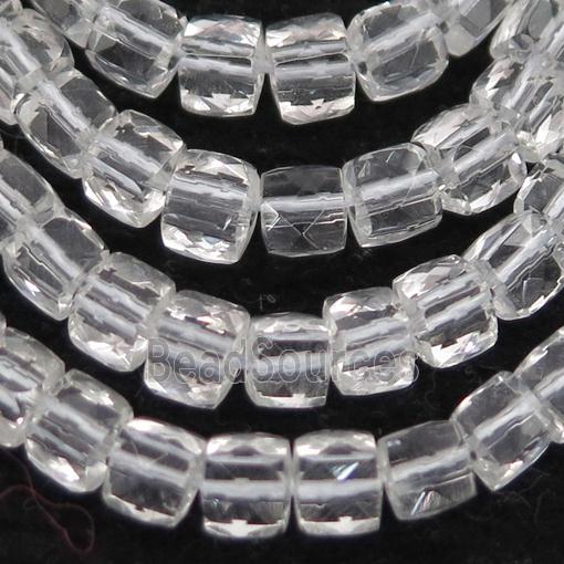 Clear Quartz Beads, faceted cube