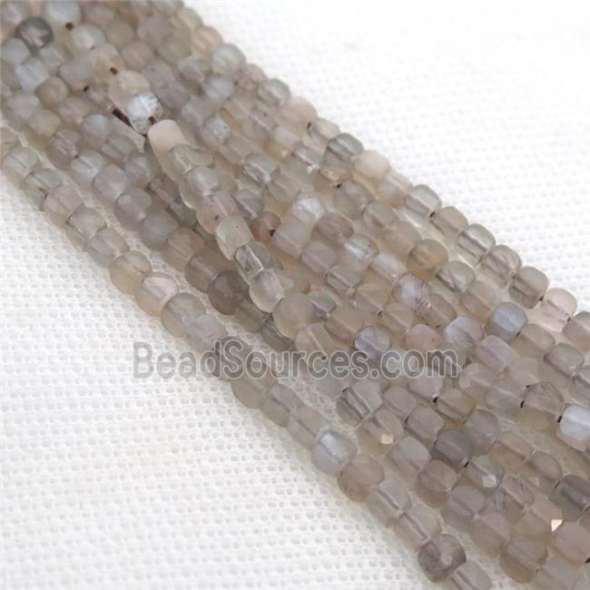 grey MoonStone Beads, faceted cube