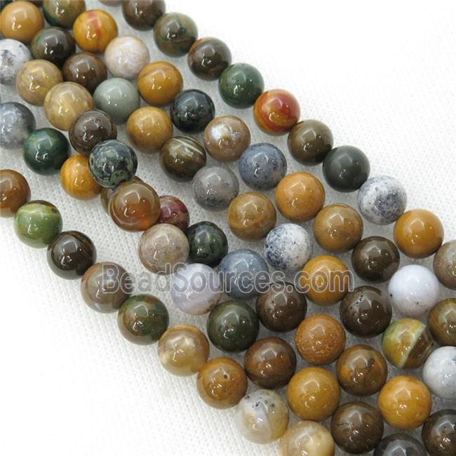 Ocean Agate Beads, round, multicolor