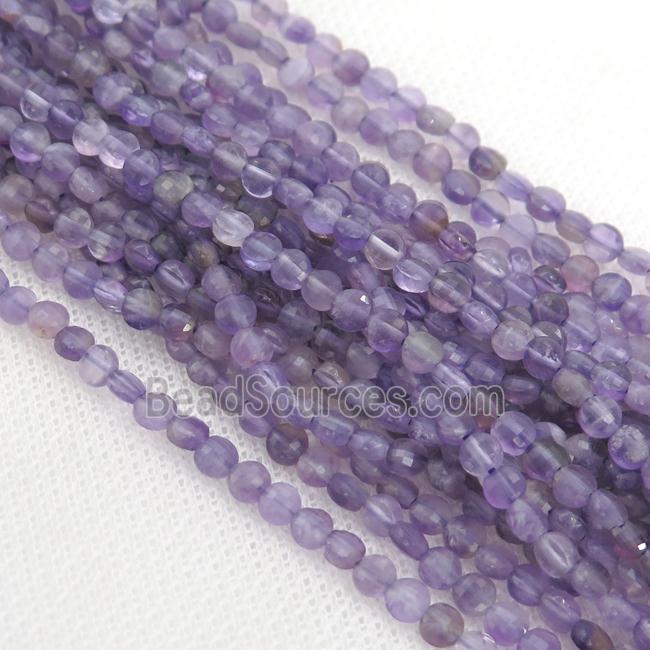 lt.purple Amehtyst Beads, faceted coin