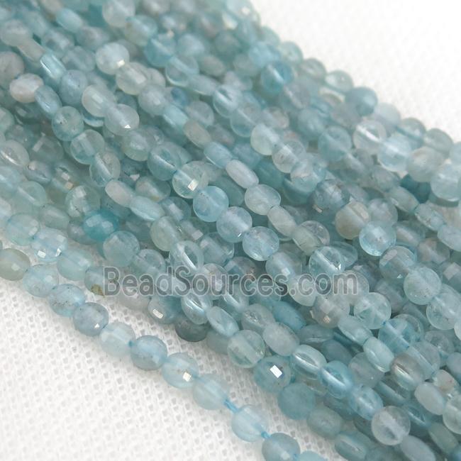 lt.blue Apatite Beads, faceted coin