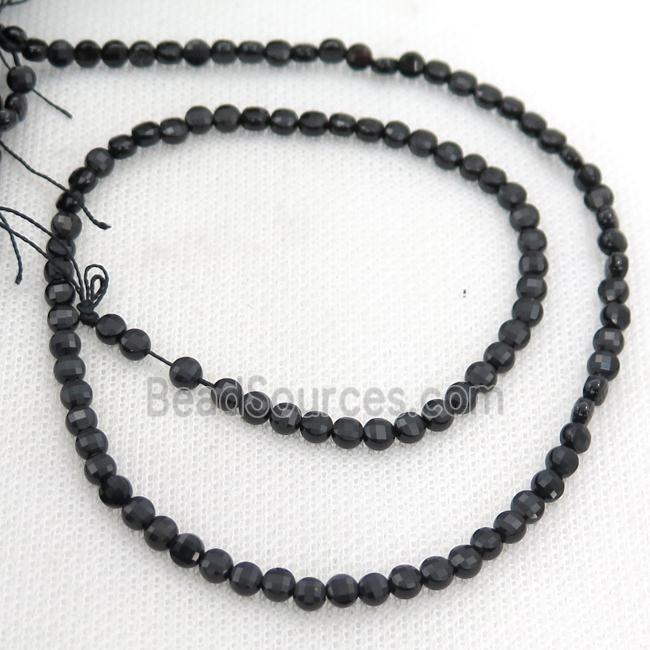 black Spinel Beads, faceted circle