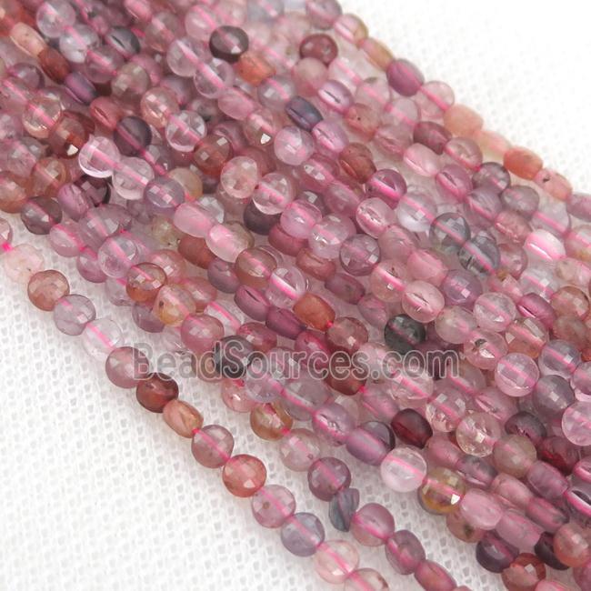 pink Spinel Beads, faceted circle