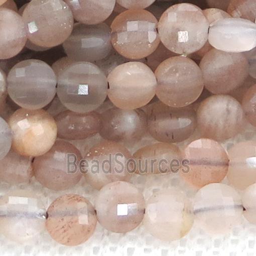 MoonStone Beads, faceted coin