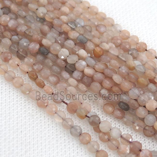 MoonStone Beads, faceted coin