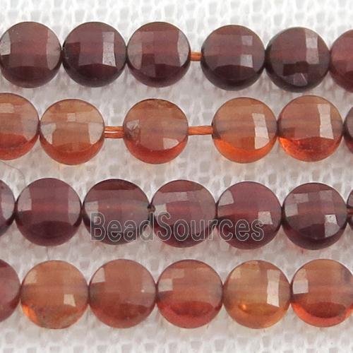 orange Garnet Beads, faceted coin