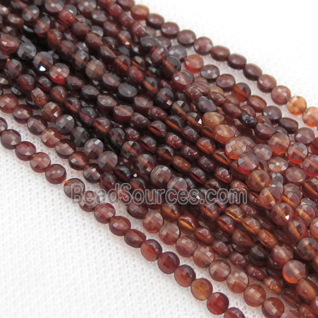 orange Garnet Beads, faceted coin