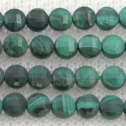 natural Malachite Beads, green, faceted coin