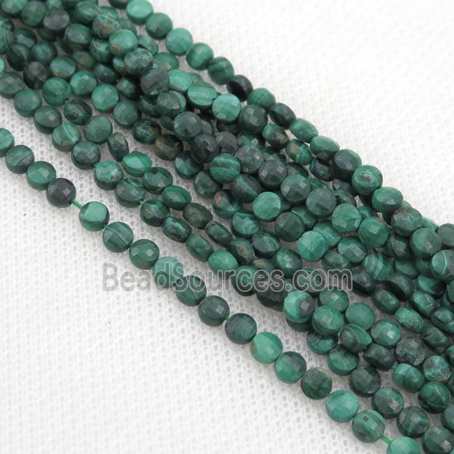 natural Malachite Beads, green, faceted coin