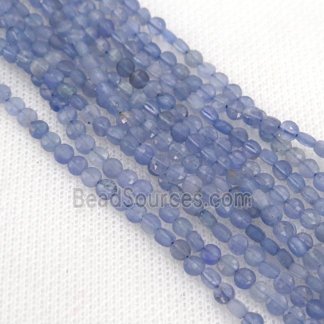 blue Tanzanite Beads, faceted coin