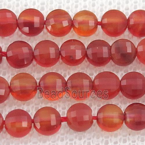 natural red Carnelian Agate Beads, faceted circle