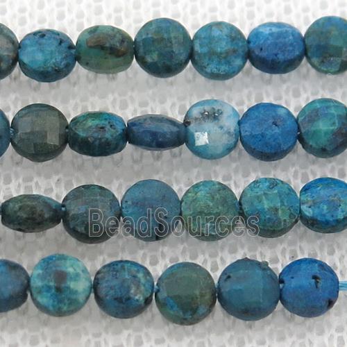 Chrysocolla Beads, faceted circle