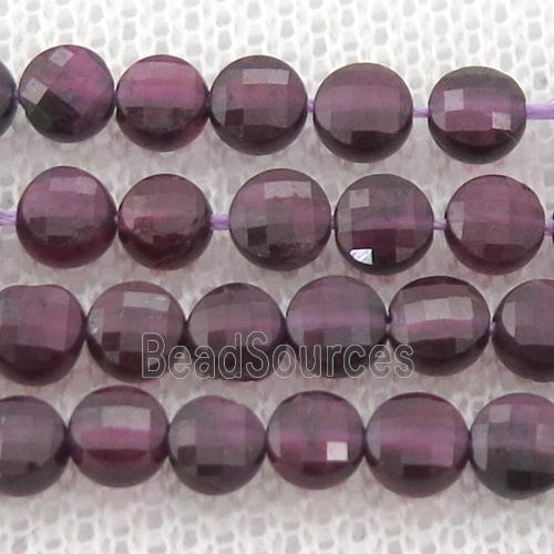 purple Garnet Beads, faceted coin