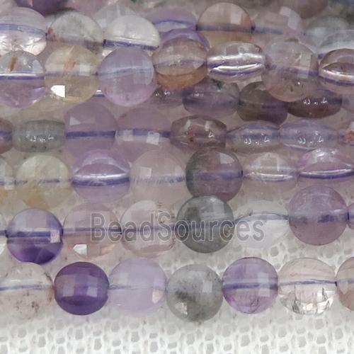 Super7 Quartz Beads, faceted coin