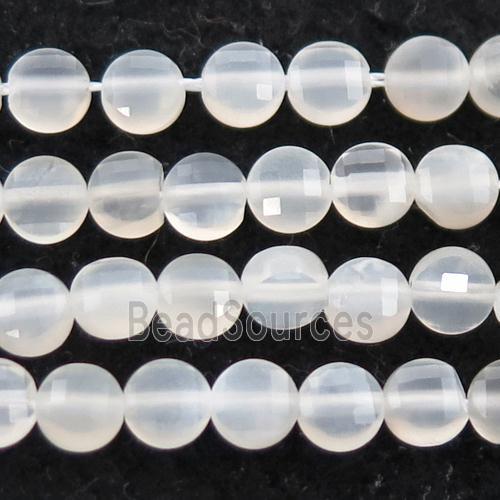 white MoonStone Beads, faceted circle