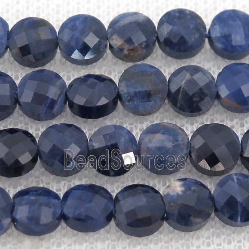 blue Sodalite Beads, faceted saucer