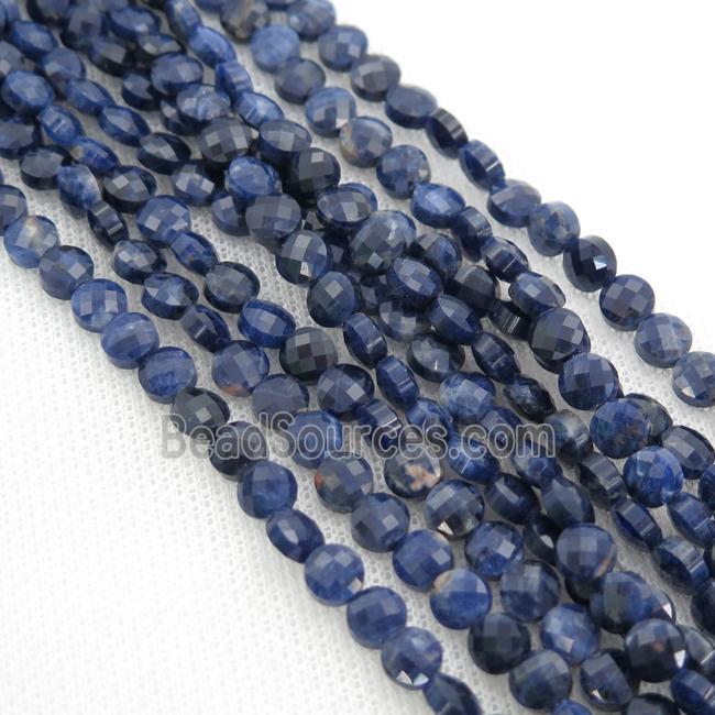 blue Sodalite Beads, faceted saucer