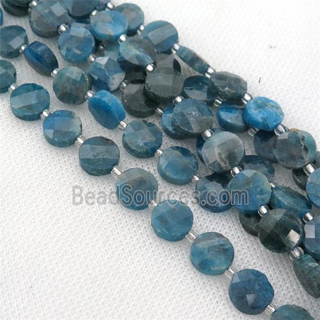 blue Apatite Beads, faceted circle