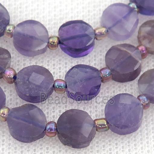 purple Amethyst Beads, faceted circle