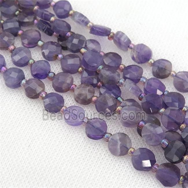 purple Amethyst Beads, faceted circle