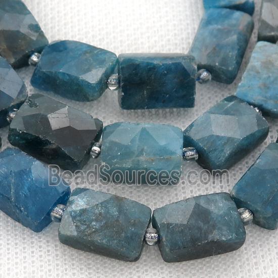 blue Apatite Beads, faceted rectangle