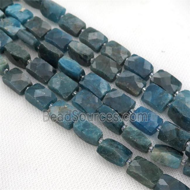 blue Apatite Beads, faceted rectangle