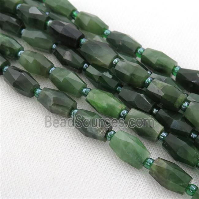 green Canadian Chrysoprase Beads, faceted barrel