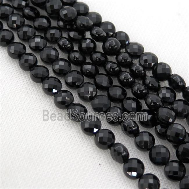 black Onyx Agate Beads, faceted coin