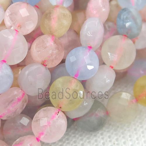 Morganite Beads, faceted circle