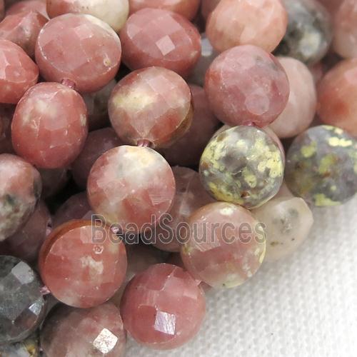 pink plum blossom Jasper beads, faceted circle