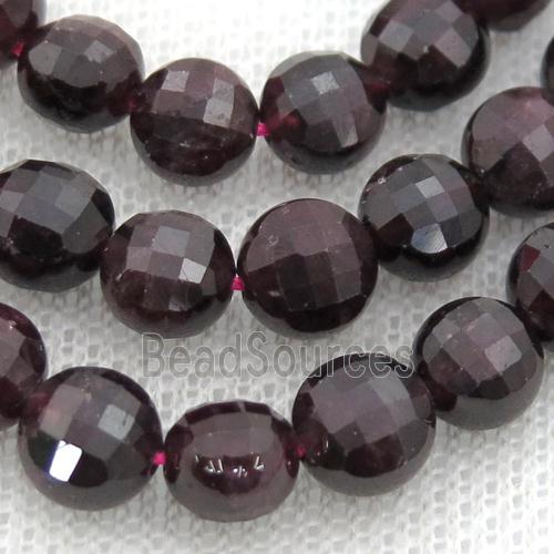 Garnet Beads, faceted coin