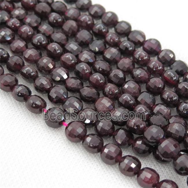 Garnet Beads, faceted coin