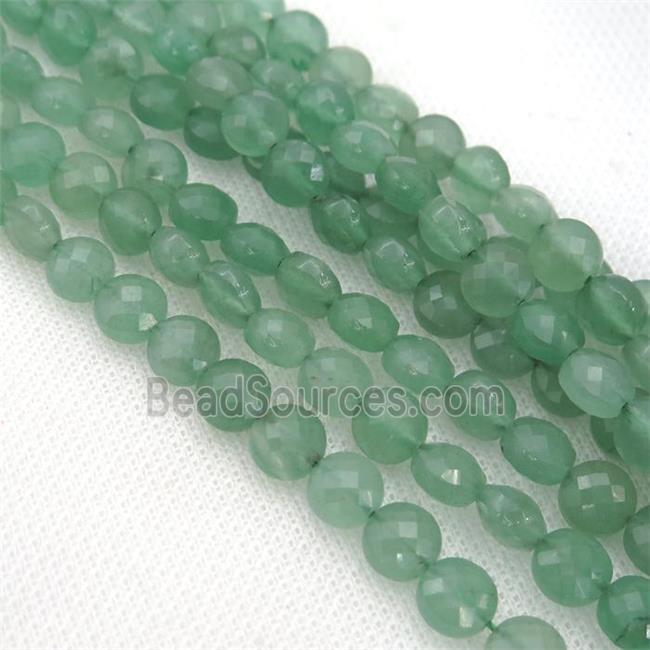 green Aventurine Beads, faceted coin