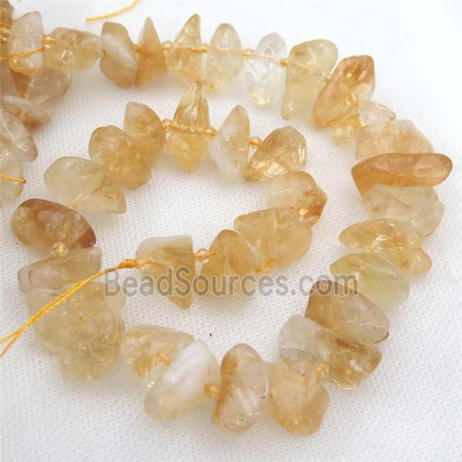 Natural Citrine Beads Nugget Yellow Freeform