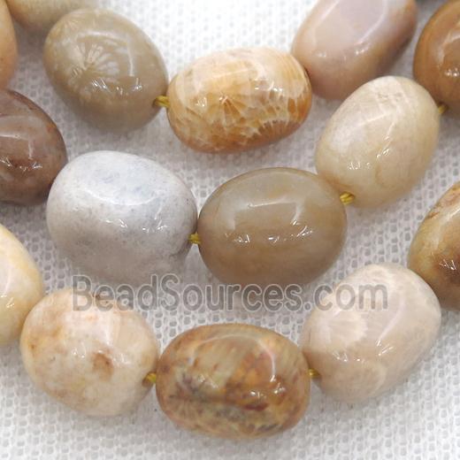 yellow Coral Fossil Beads, freeform