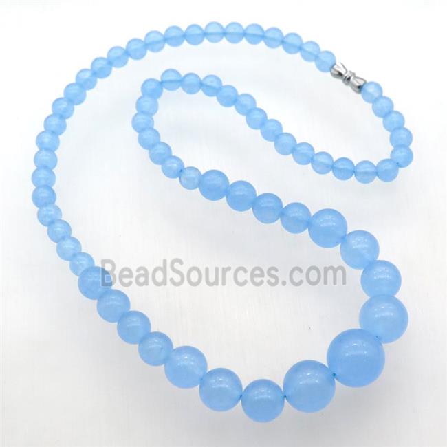 lt.blue Malaysia Jade Necklaces with screw clasp