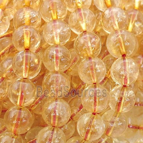 natural Citrine Beads, round, yellow