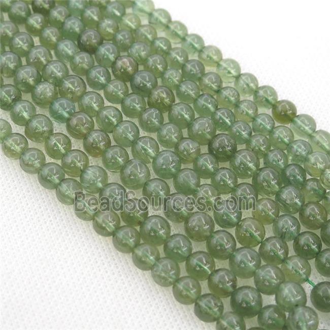 Natural Green Apatite Beads Smooth Round