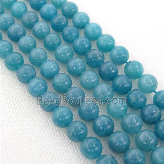 round Amazonite Beads, blue treated