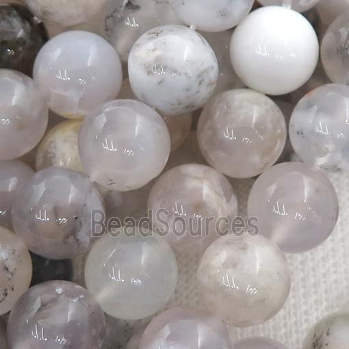 white gray Moss Opal Beads, round