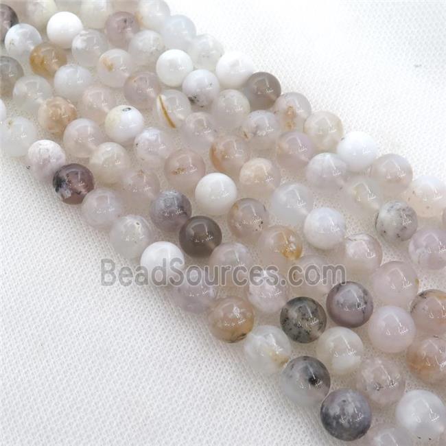 white gray Moss Opal Beads, round